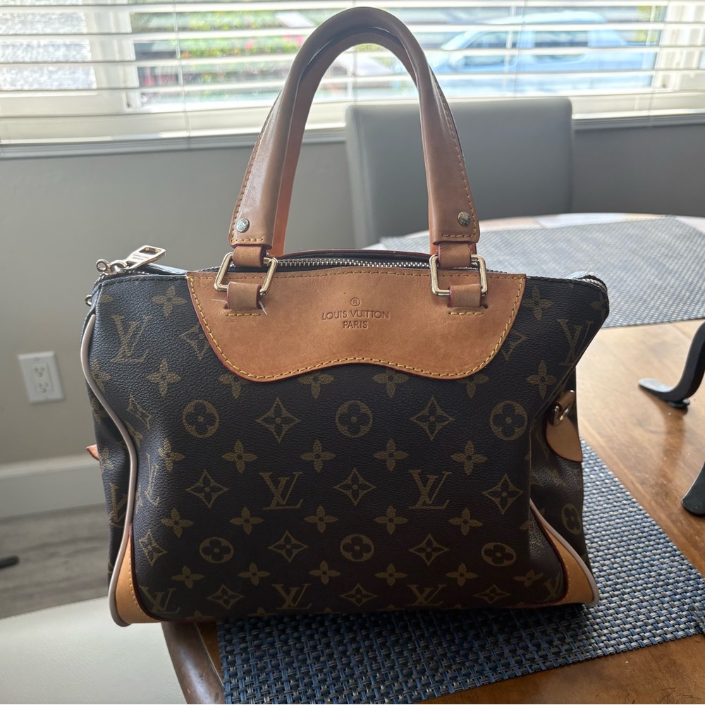 Louis Vuitton Black and Tan Monogram Satchel